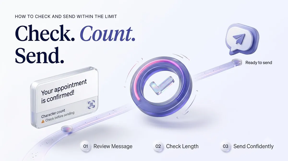 Three steps to stay within the limit: review the message, check its length, send