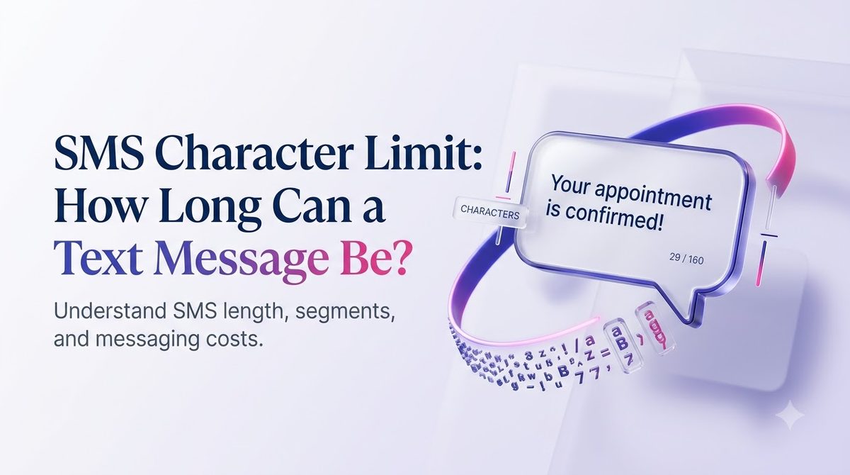 SMS character limit: how long can a text message be, with a character counter showing 160 characters per message