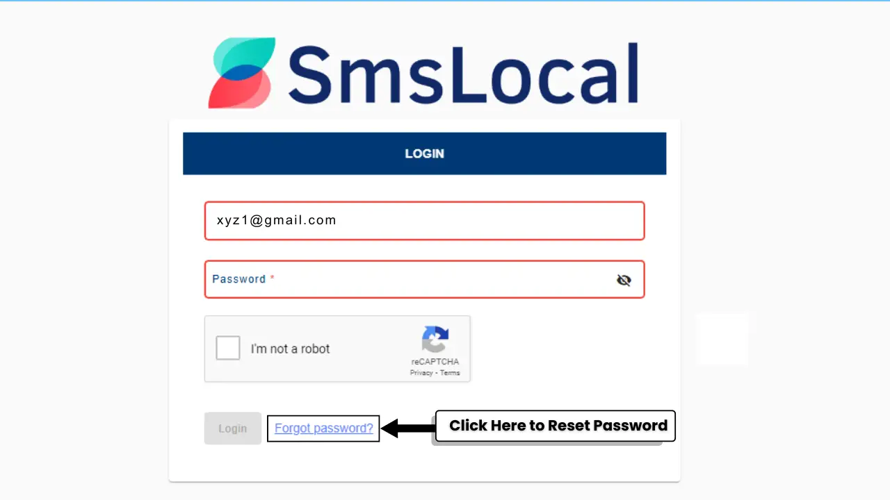 Click on the "Forgot Password" Link