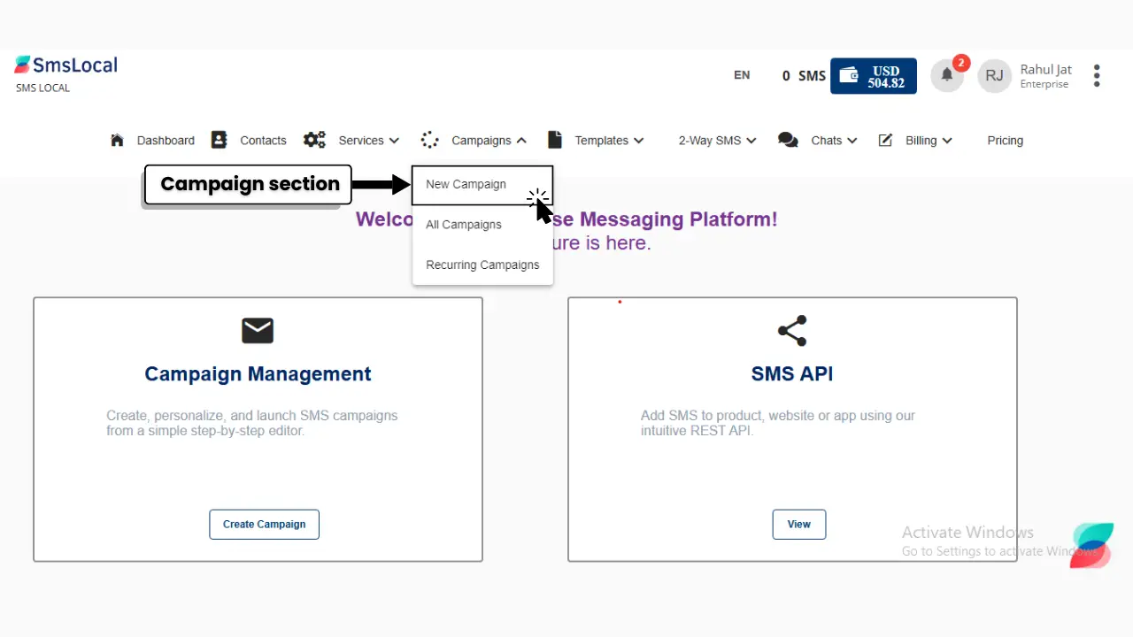 Step 4: Select "Create New Campaign"
