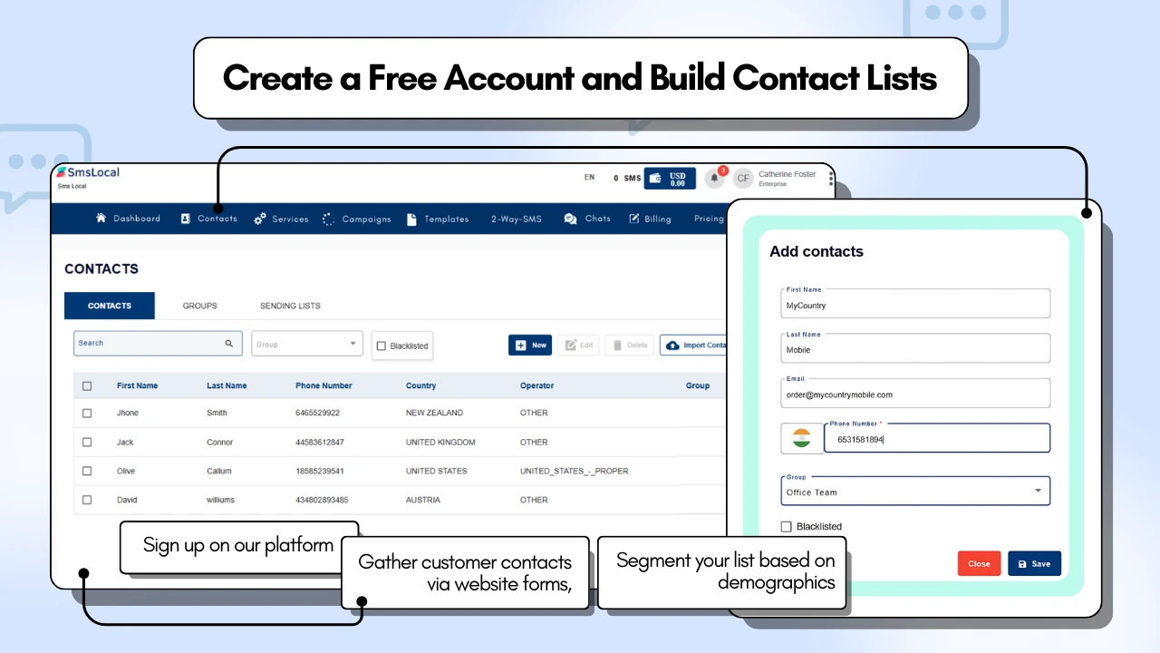 Create free bulk sms account