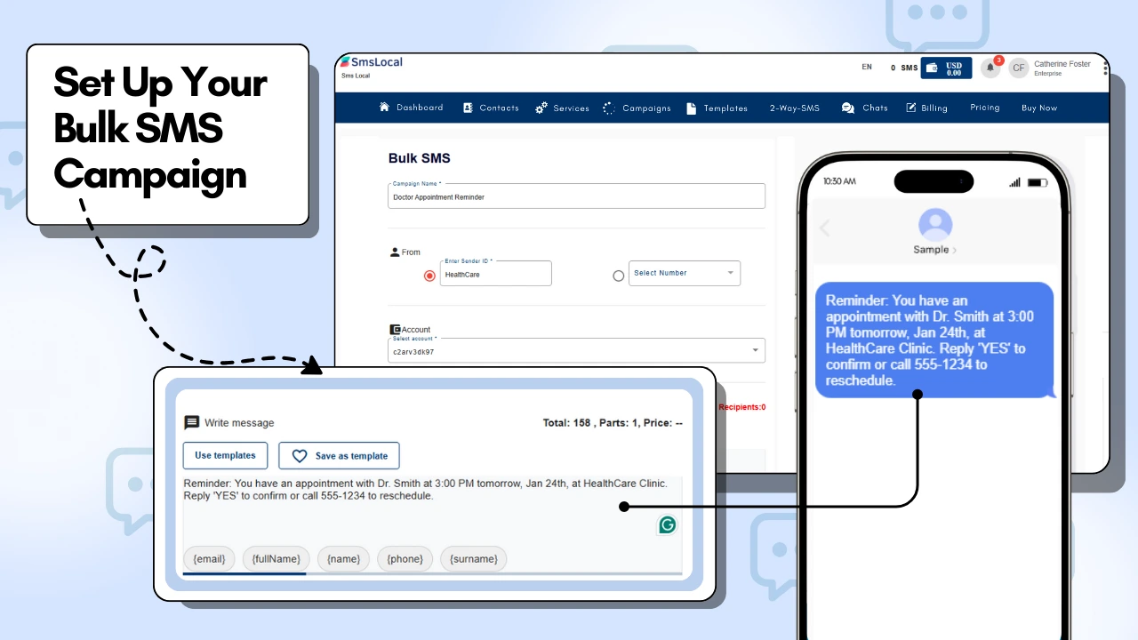 set up bulk sms campaign