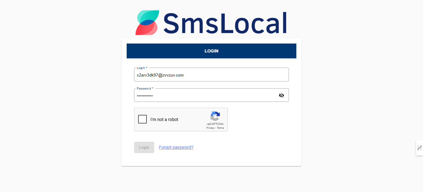 how to login in smslocal