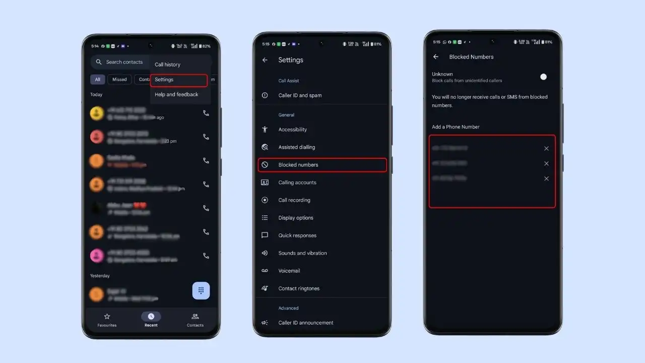 Review Your Blocked Numbers List