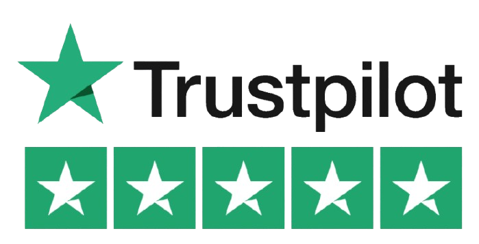 Trustpilot logo with five stars rating